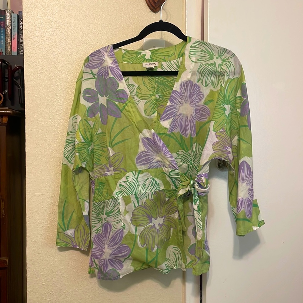 Vibrant Coastal Wrap Top